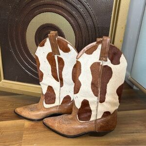 Cow Print Leather Cowboy Boots